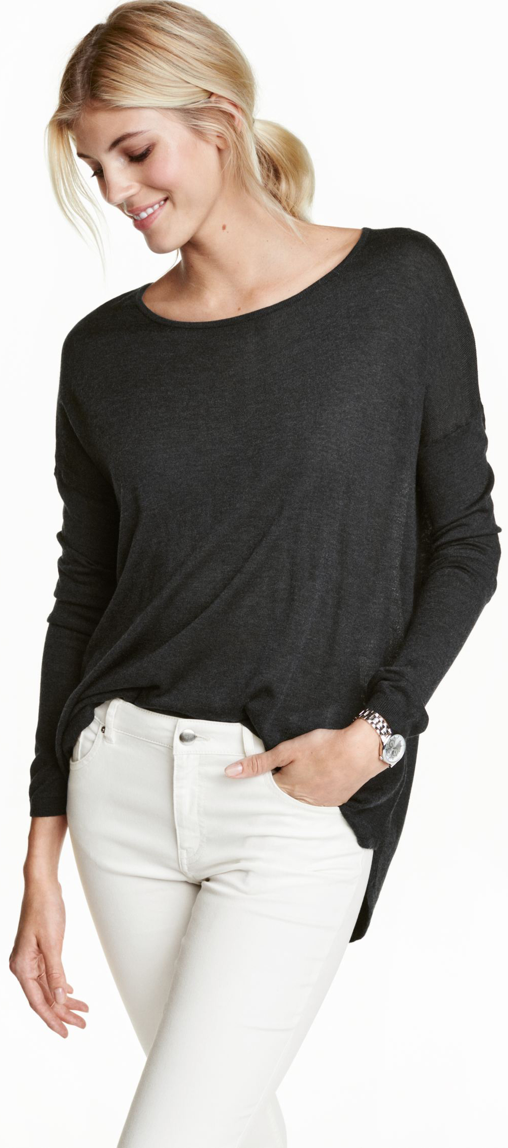 

Джемпер H&M 3635054 XS Темно-серый меланж