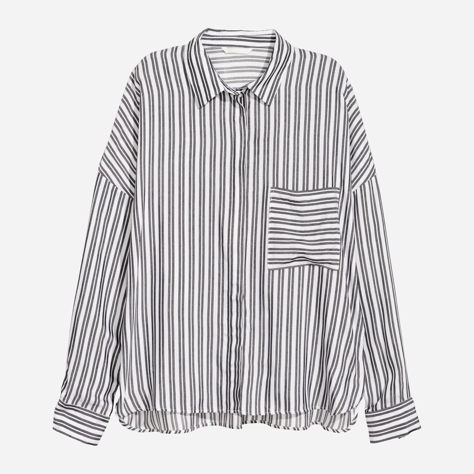 

Блузка H&M 2411-632159  Белая с черным, Блузка H&M 2411-632159 42 Белая с черным