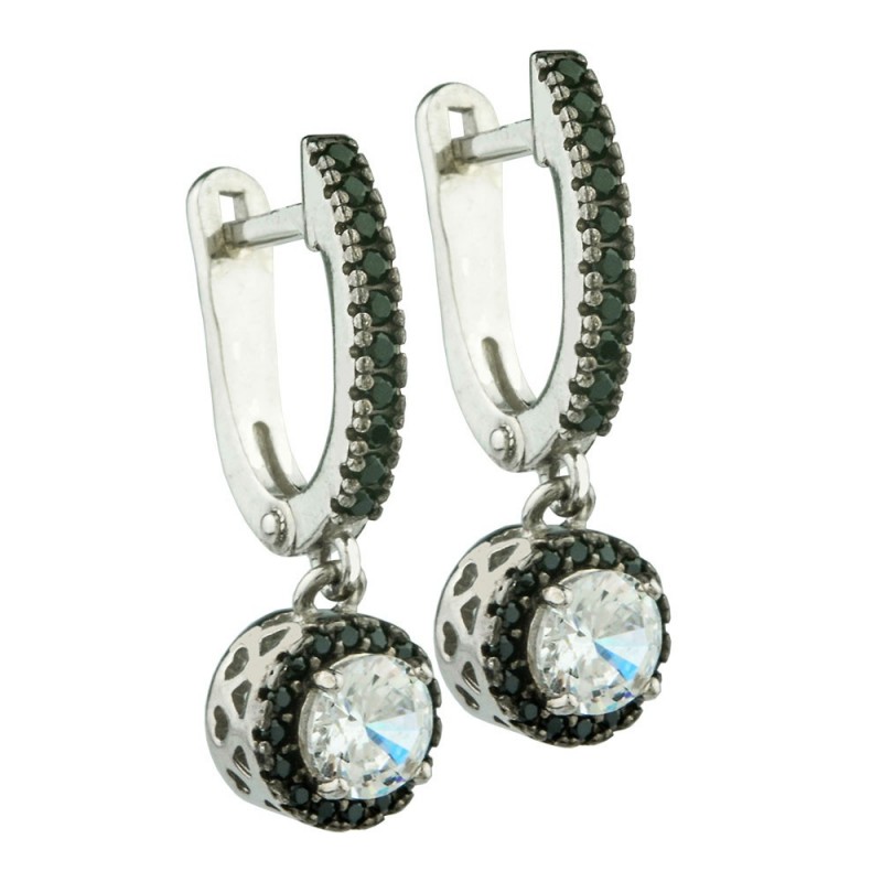 

Серьги из серебра 82106ч/б"-19