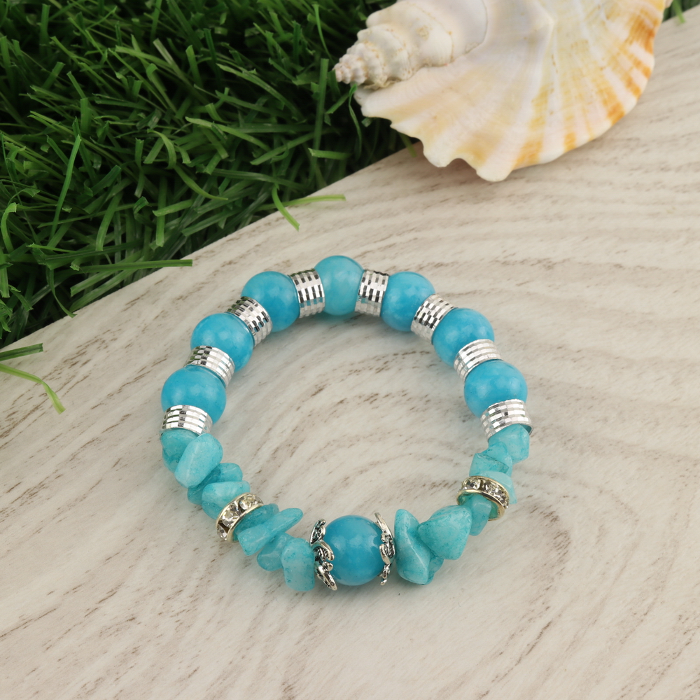 

Браслет аквамарин натуральный (8,10 мм), размер 19 см, julB1193