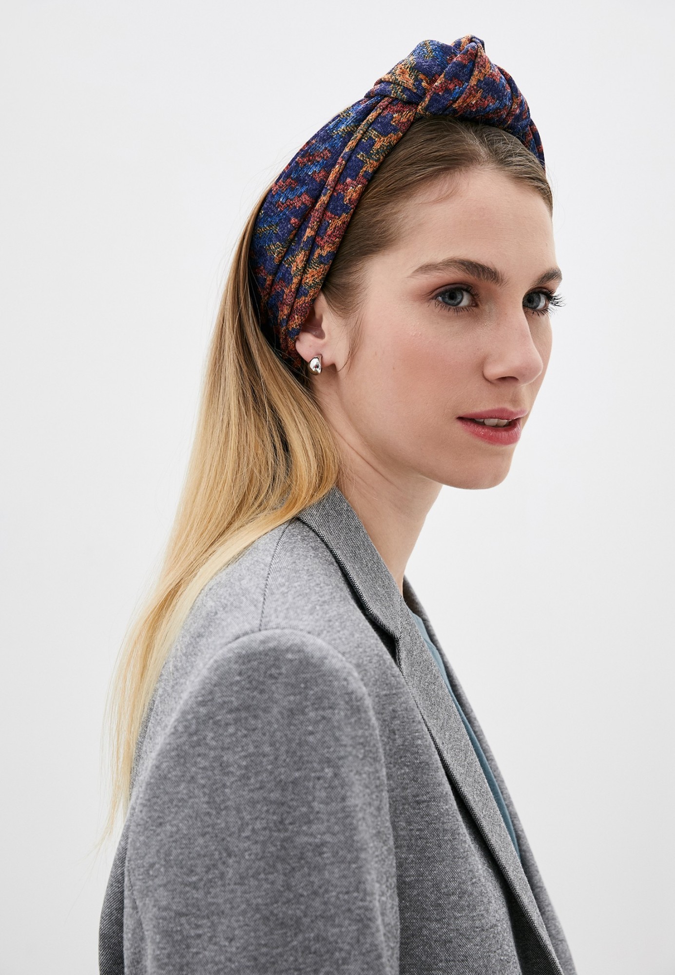 

Тюрбан с узлом от MyScarf теплый  сине-красный, Тюрбан с узлом от MyScarf теплый one size сине-красный