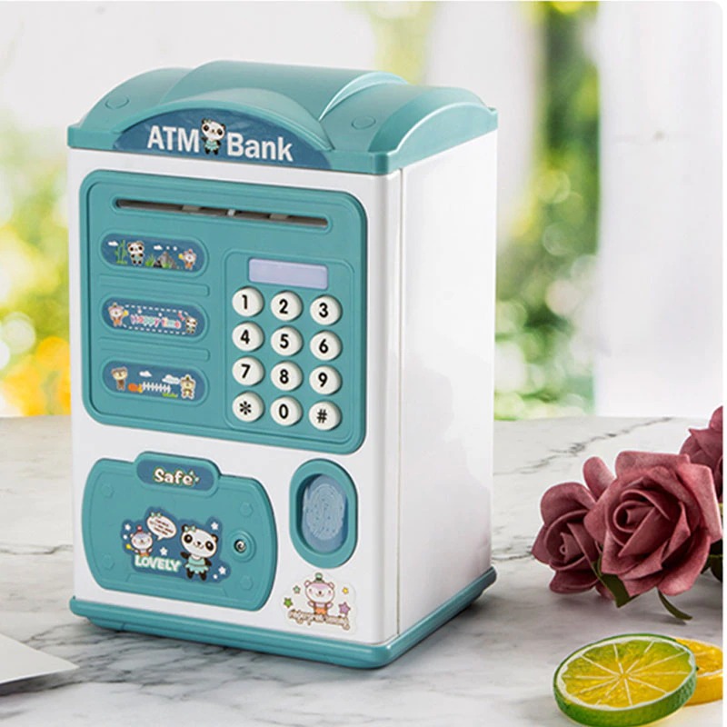 

Детская копилка сейф fingerprint piggy bank банкомат с кодовым замком синий