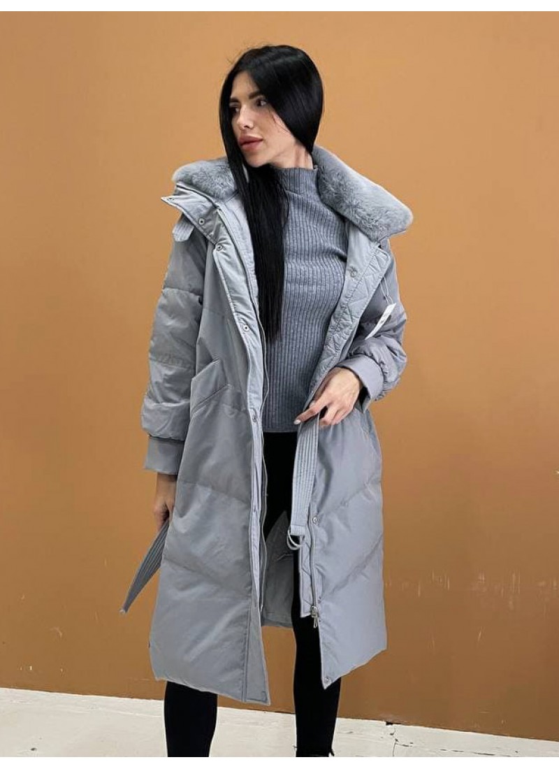 

Пуховик длинный зимний с натуральным мехом на воротнике кролик-рекс Modern Boutique серый,  ПУХ0100, Пуховик длинный зимний с натуральным мехом на воротнике кролик-рекс Modern Boutique серый, S ПУХ0100