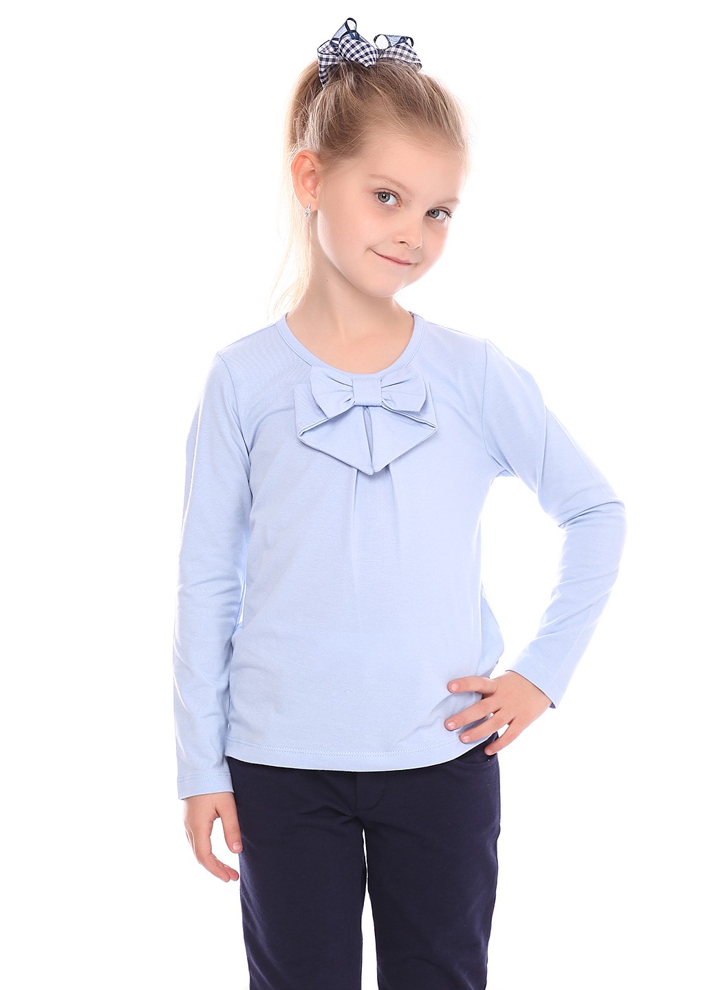 

Футболка с длинным рукавом для девочки 16536 VidOli 122 см Голубой