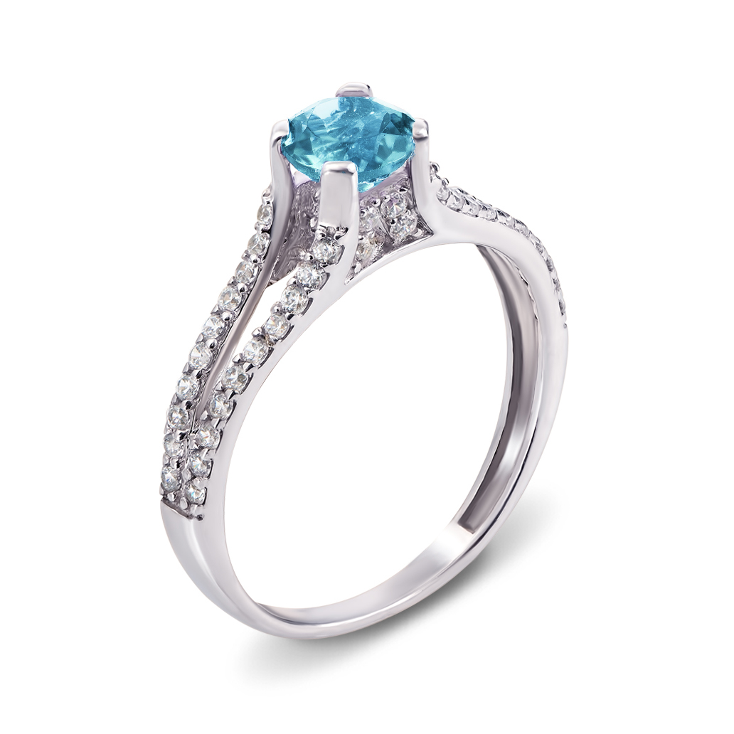 

Серебряное кольцо с топазом и фианитами 000136331 17.5 размера