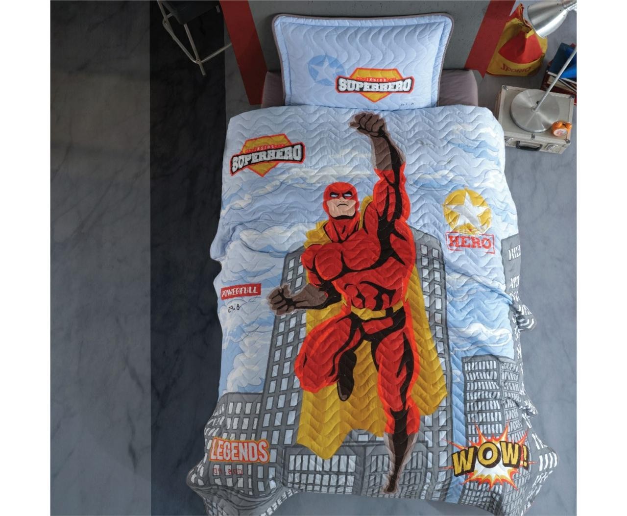 

Покрывало подростковое стеганное хлопковое с наволочкой Aran Clasy Супермен 180x240 SuperHero