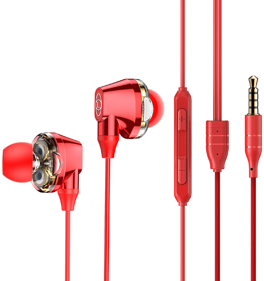 

Наушники Baseus Encok H10 Dual Moving-coil Wired Control Headset Red