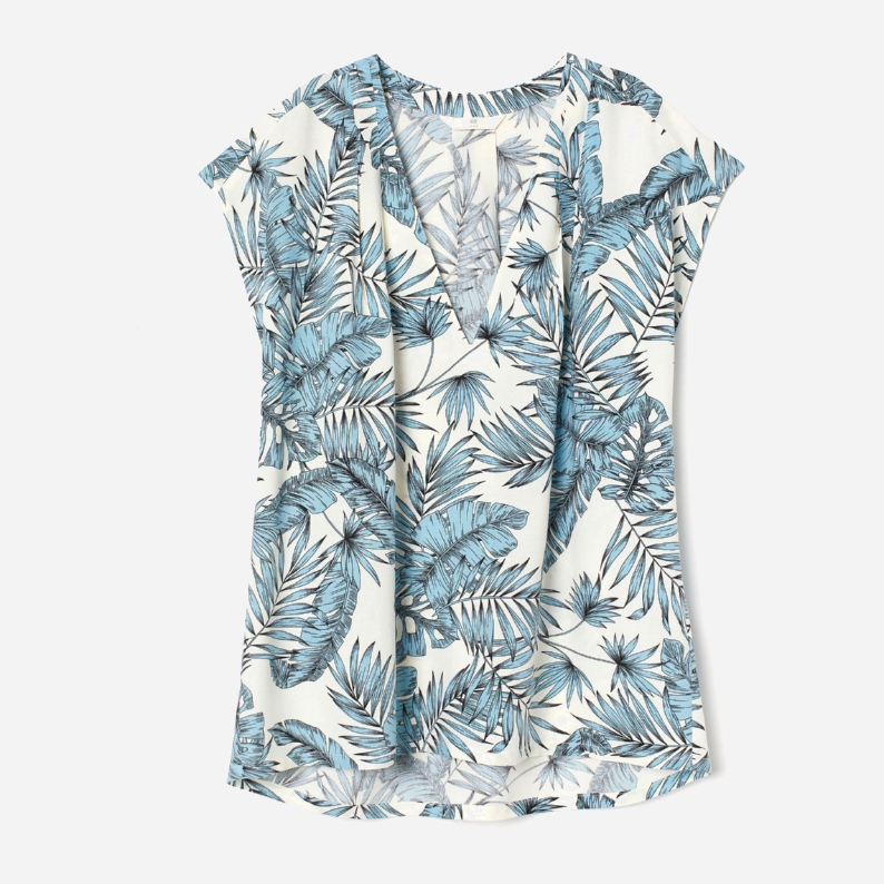 

Блузка H&M 8169531dm  Белая с голубым, Блузка H&M 8169531dm 32 Белая с голубым