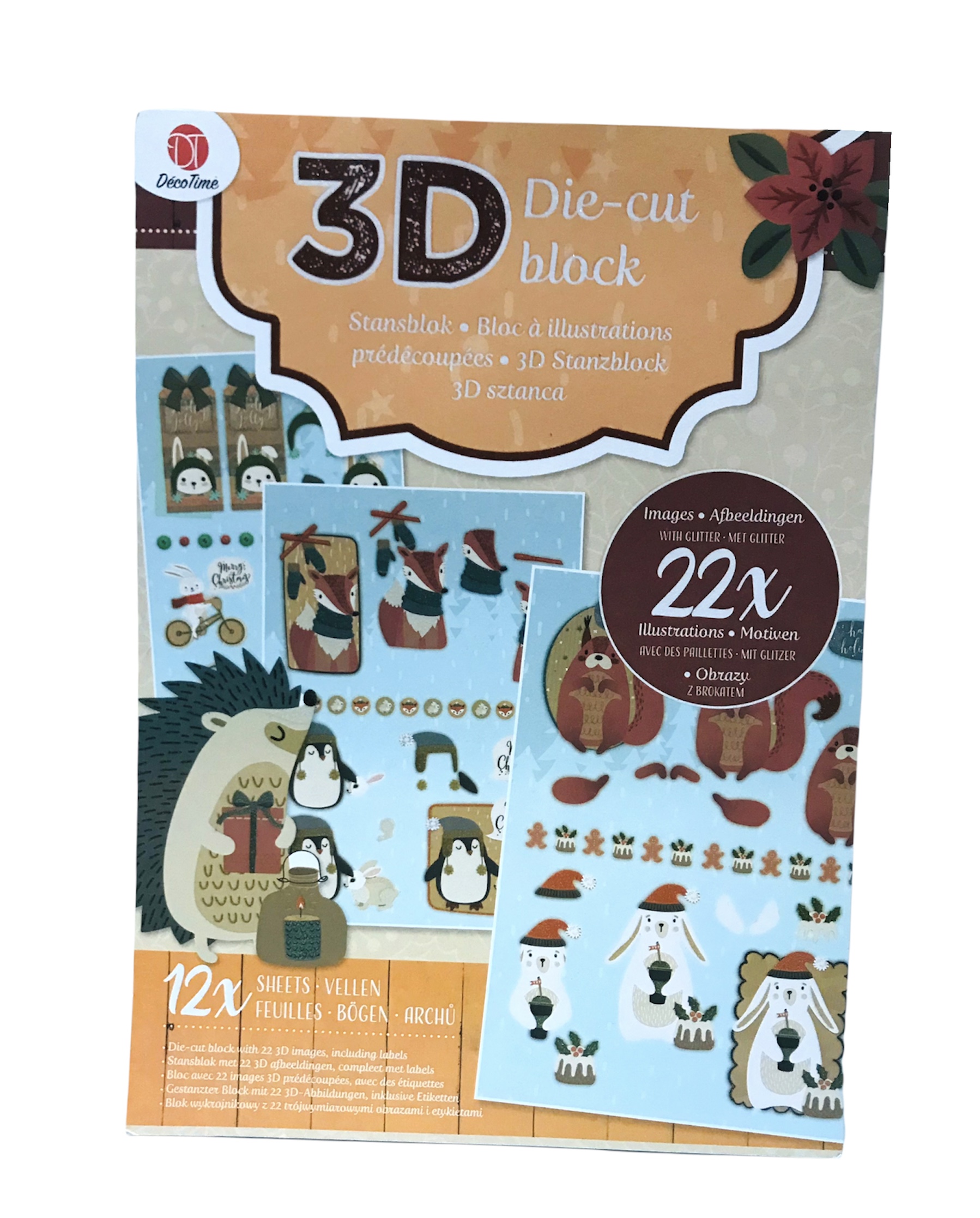 

Новогодний набор заготовок для декупажа 3D Deco Time 12 листов Deco Time оранжевый-голубой N3-20036