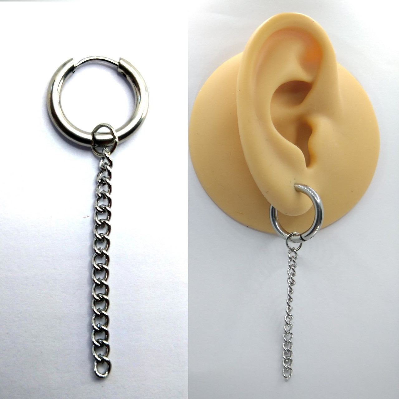 

Длинная серьга кольцо с цепочкой Stainless steel