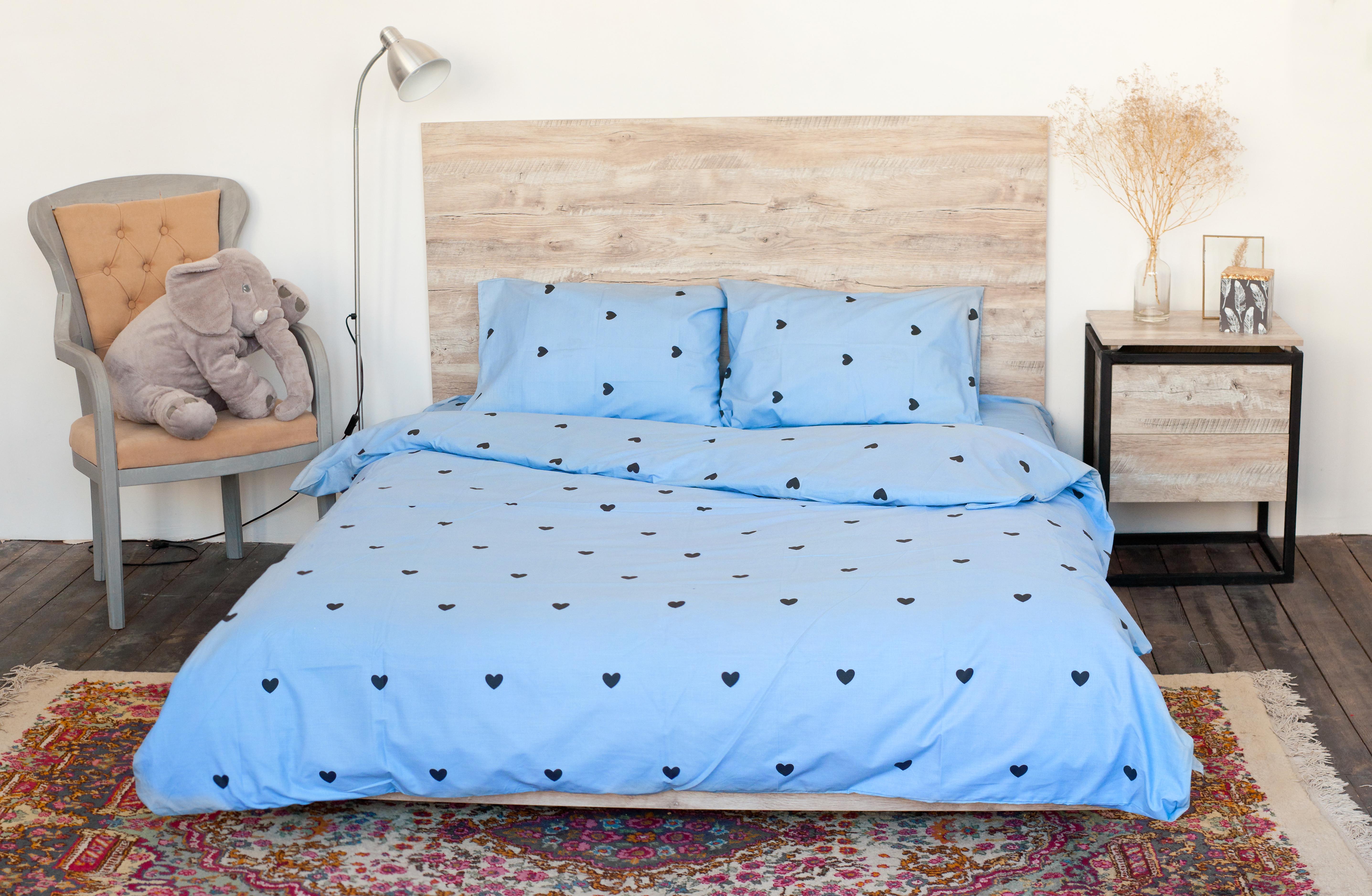 

Комплект постельного белья Coolki Love's голубой 150x220