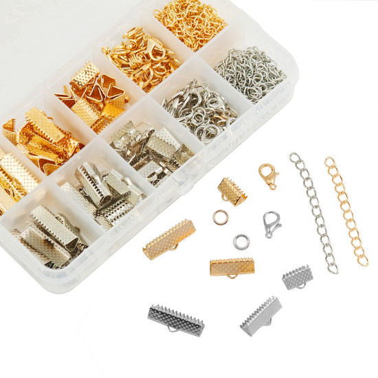 

Набор фурнитуры Finding Органайзер зажимы для лент колечки карабины удлинители Золотистый и металл