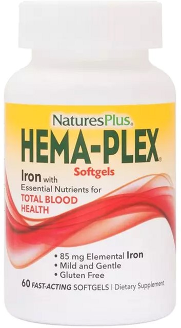 

Комплекс с железом Hema-Plex, Iron, Nature's Plus, 60 Мягких Желатиновых Капсул (097467376915)