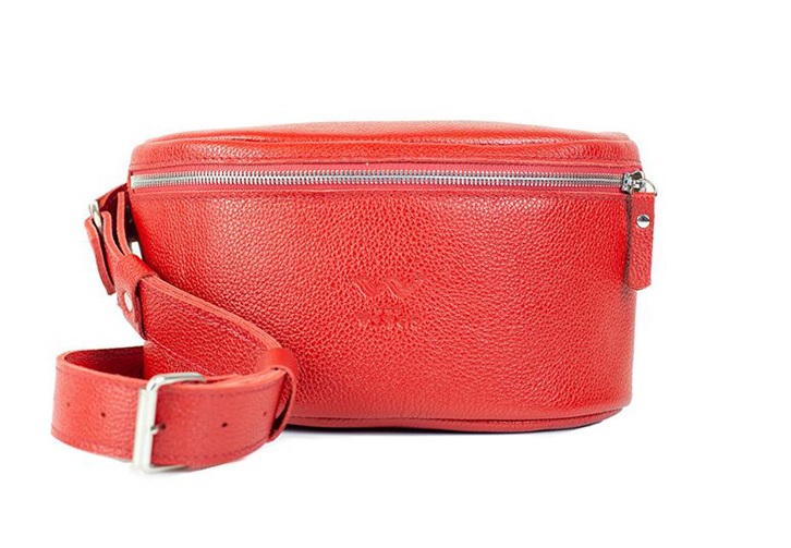 

Сумка поясная женская кожаная The Wings EXPLORER S красная флотар TW-Explorer-S-red-flo
