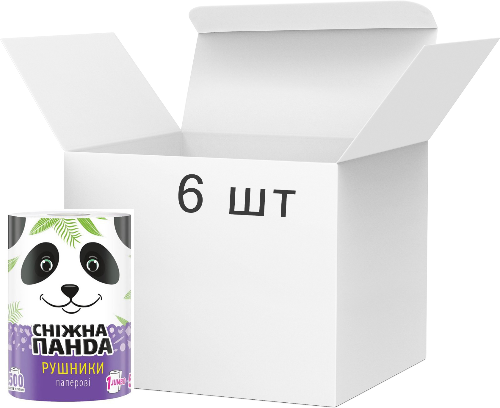 

Упаковка Бумажных полотенец Снежная панда Jumbo Roll 6 пачек по 1 рулону