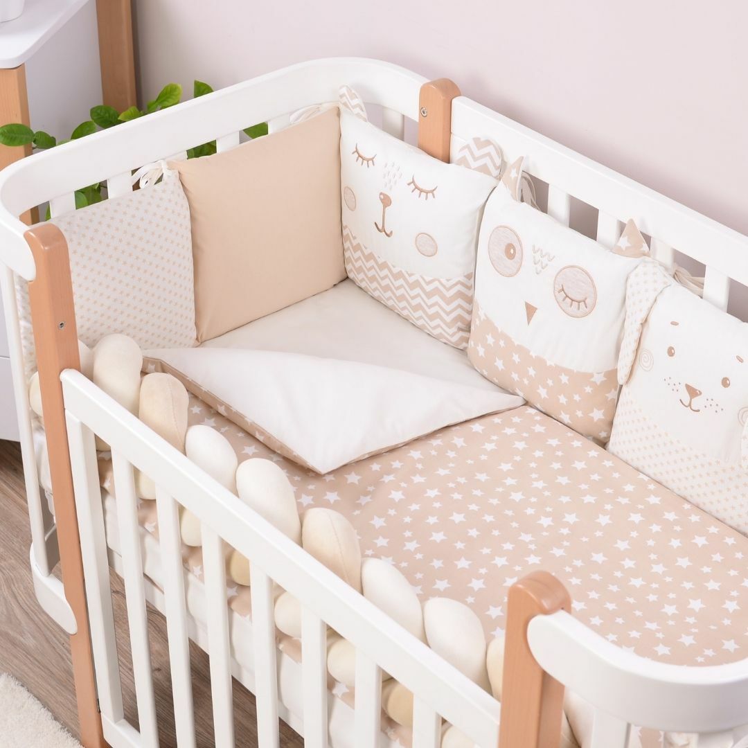 

Постельный комплект в кроватку Baby Veres Smiling animals beige new 6 единиц
