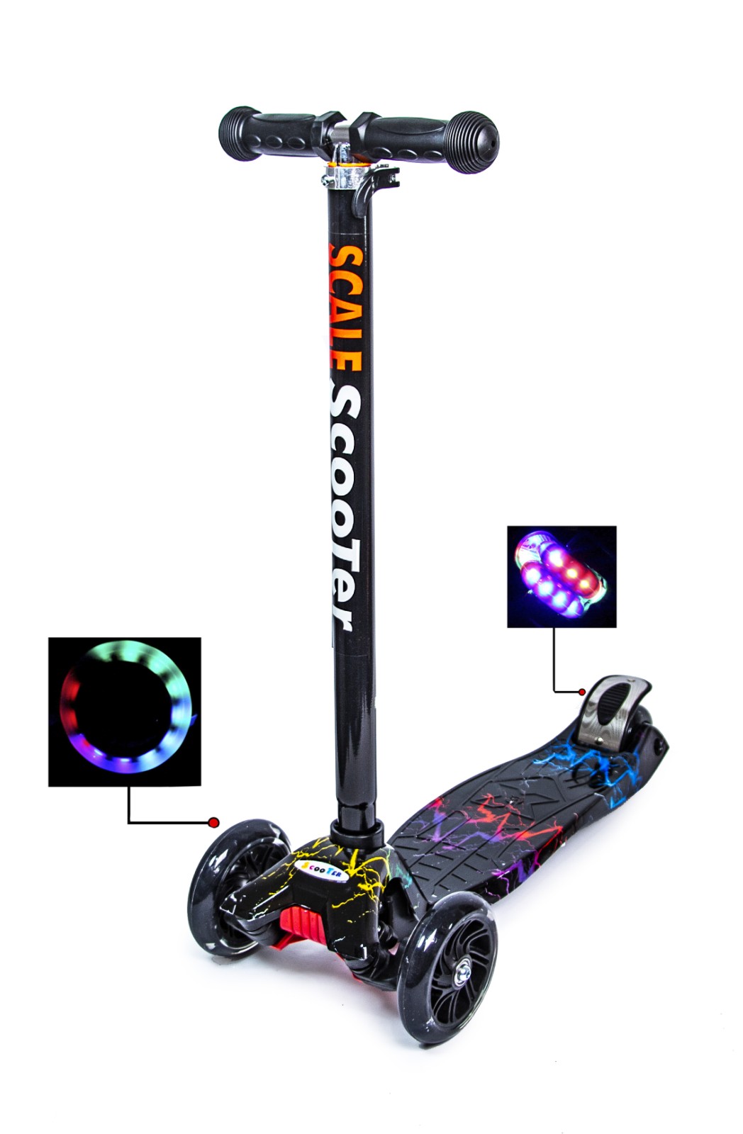 

Детский самокат Scale Sports ABEC-7 MAXI. Молния. Светящиеся колеса!