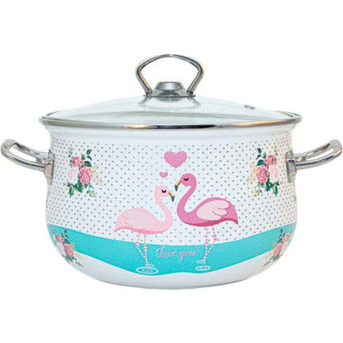 

Кастрюля эмалированная Infinity Love Flamingo SD-1377-6625846 2.9 л 18 см