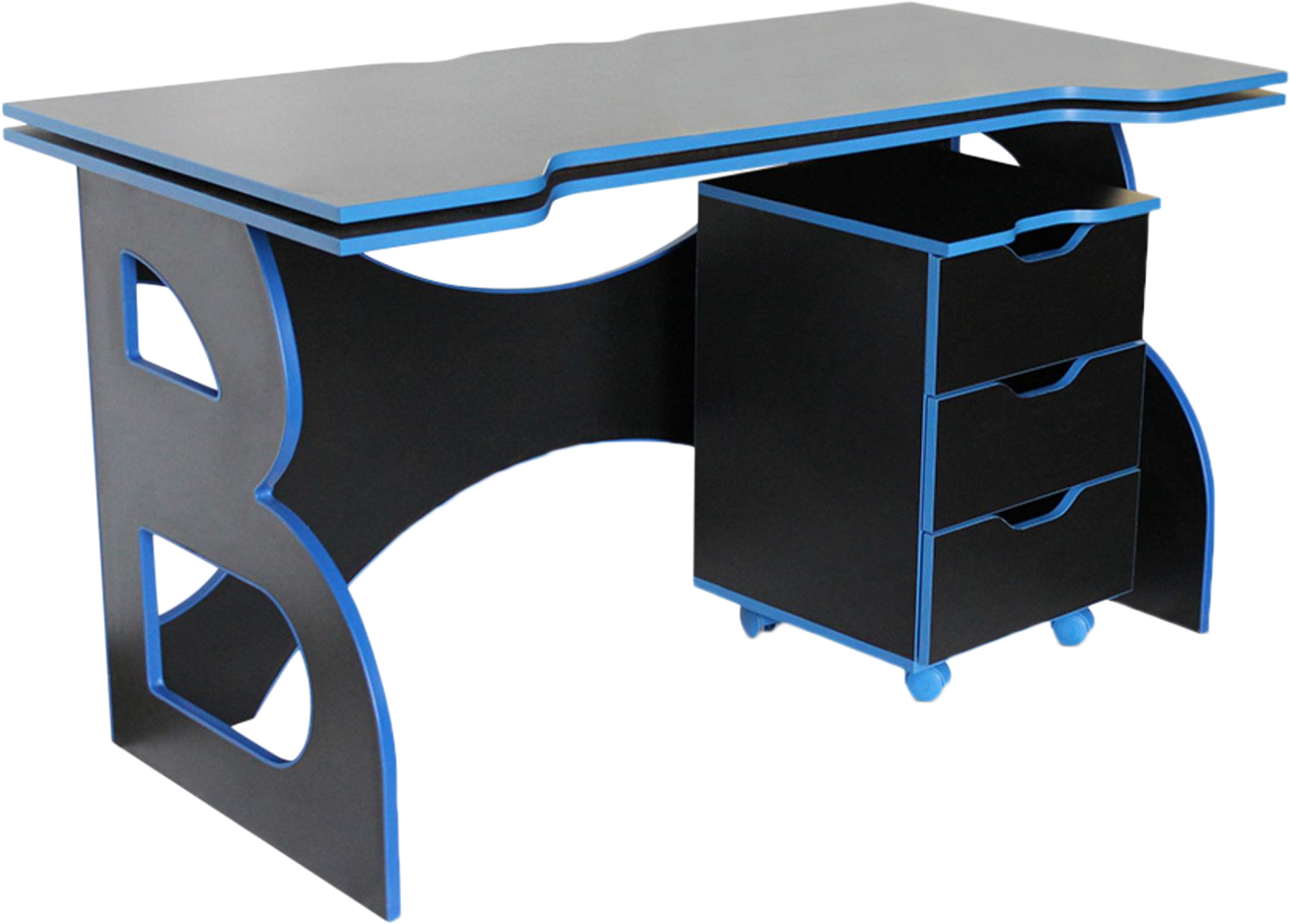 Акция на Геймерский стол с тумбой Barsky Game HG-04/СUP-04/ПК-01 Blue от Rozetka UA