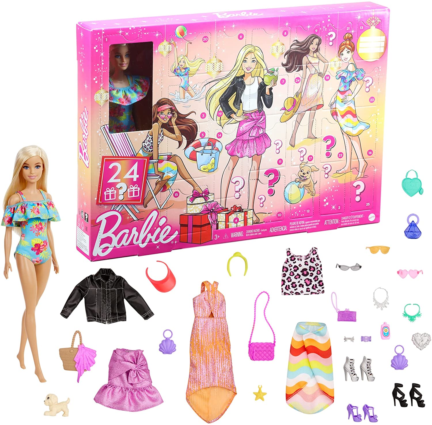 

Кукла Барби Рождественский календарь с одеждой и аксессуарами Barbie Advent Calendar with Barbie Doll (GXD64)