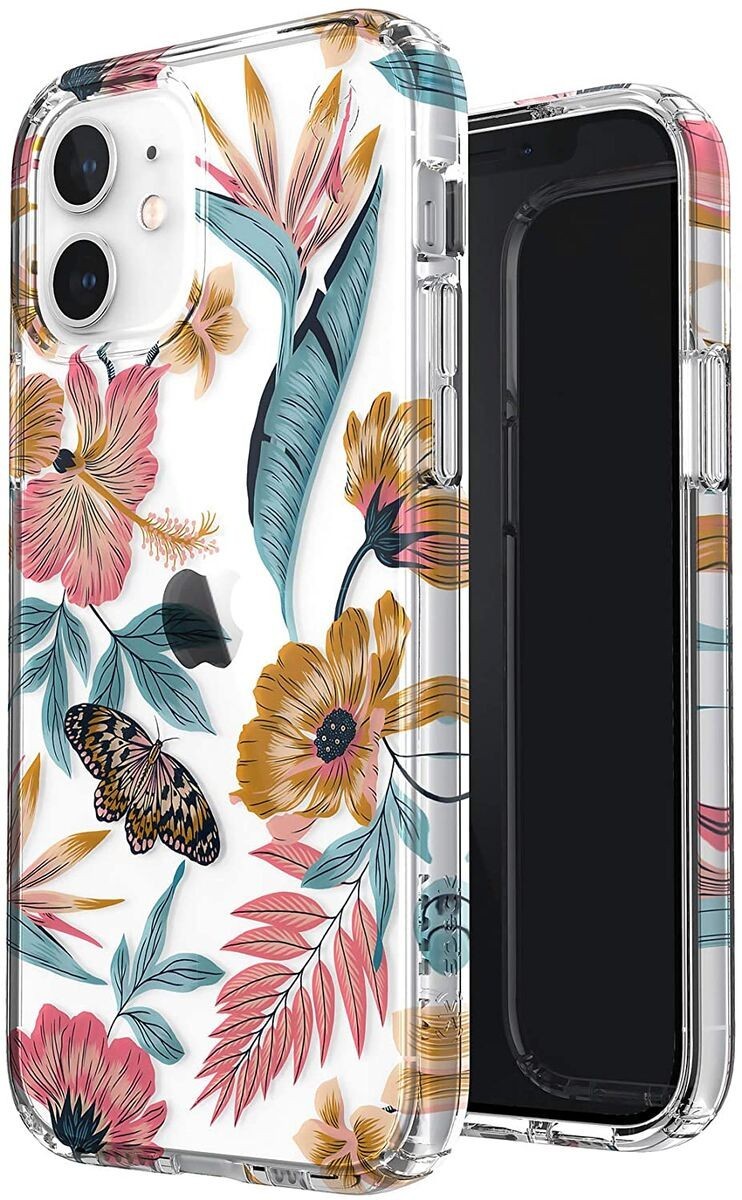 

Противоударный защитный чехол бампер накладка для iPhone Speck Presidio Edition Clear/Clear/Tropical Floral (138950-9265) для iPhone 12/iPhone 12 Pro