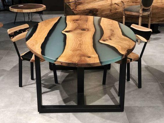 

Эксклюзивный Дизайнерский Обеденный Стол Река из Эпоксидной смолы Loft Design RV1041 ()