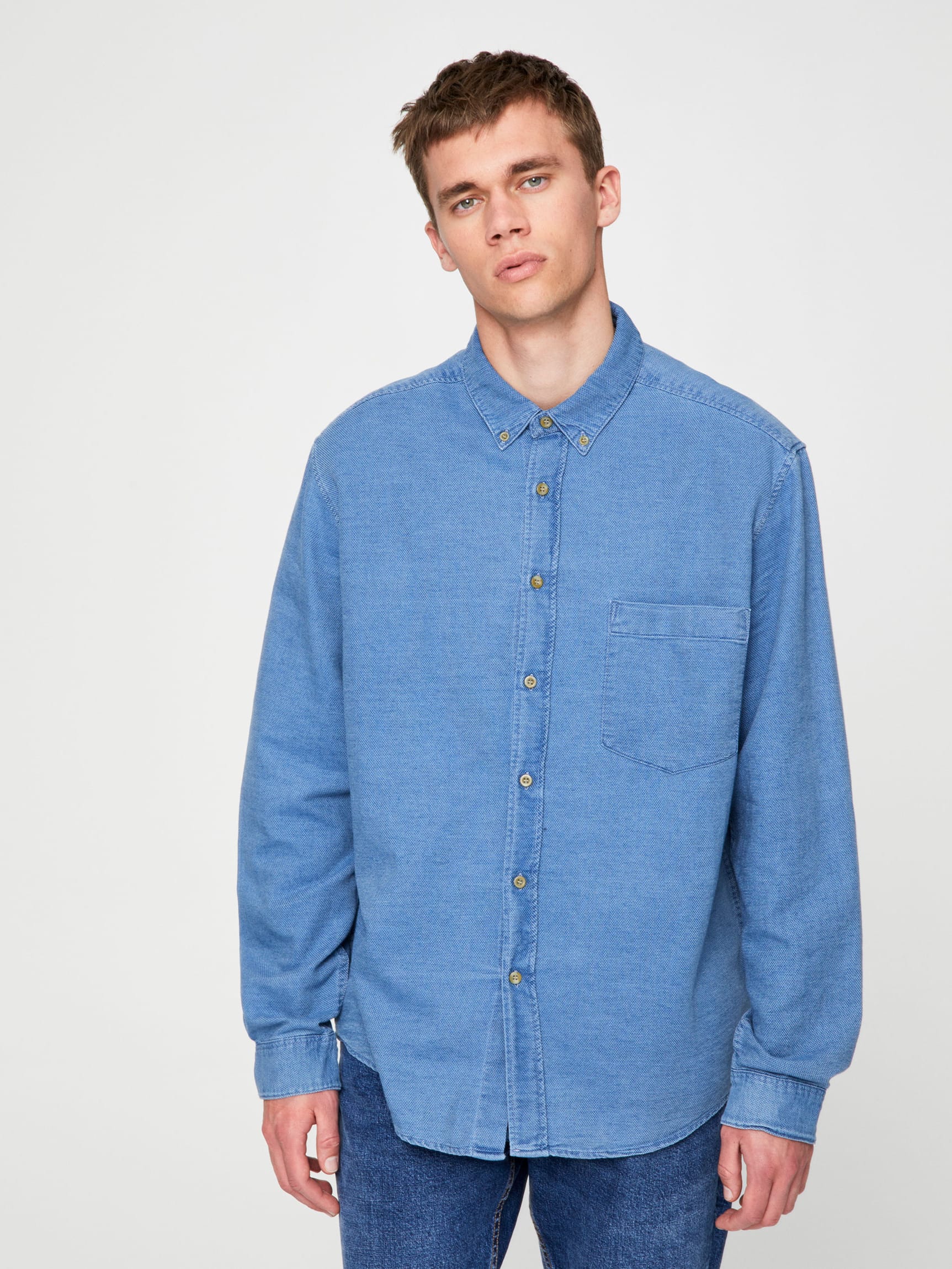 

Рубашка джинсовая Pull & Bear 5474/511/406  Синяя, Рубашка джинсовая Pull & Bear 5474/511/406 M Синяя