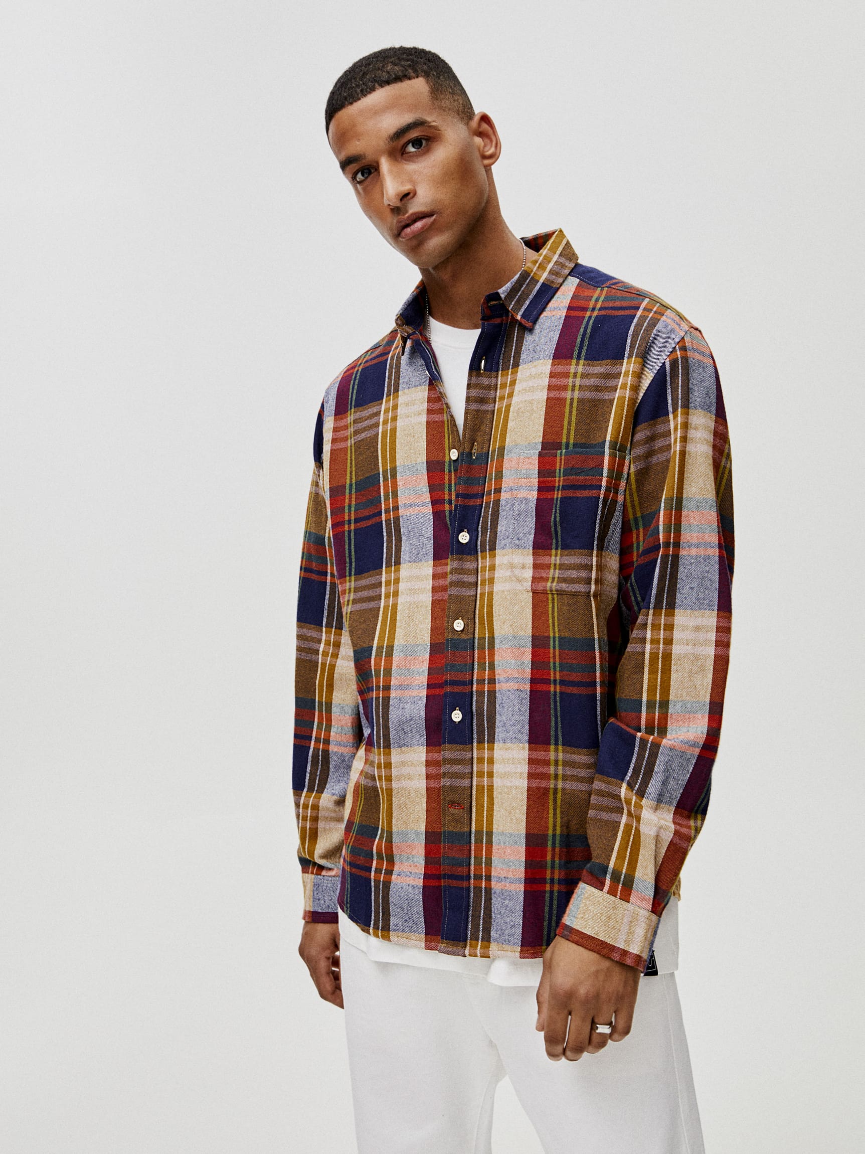 

Рубашка Pull & Bear 9474/531/703  Коричневая в клетку, Рубашка Pull & Bear 9474/531/703 S Коричневая в клетку