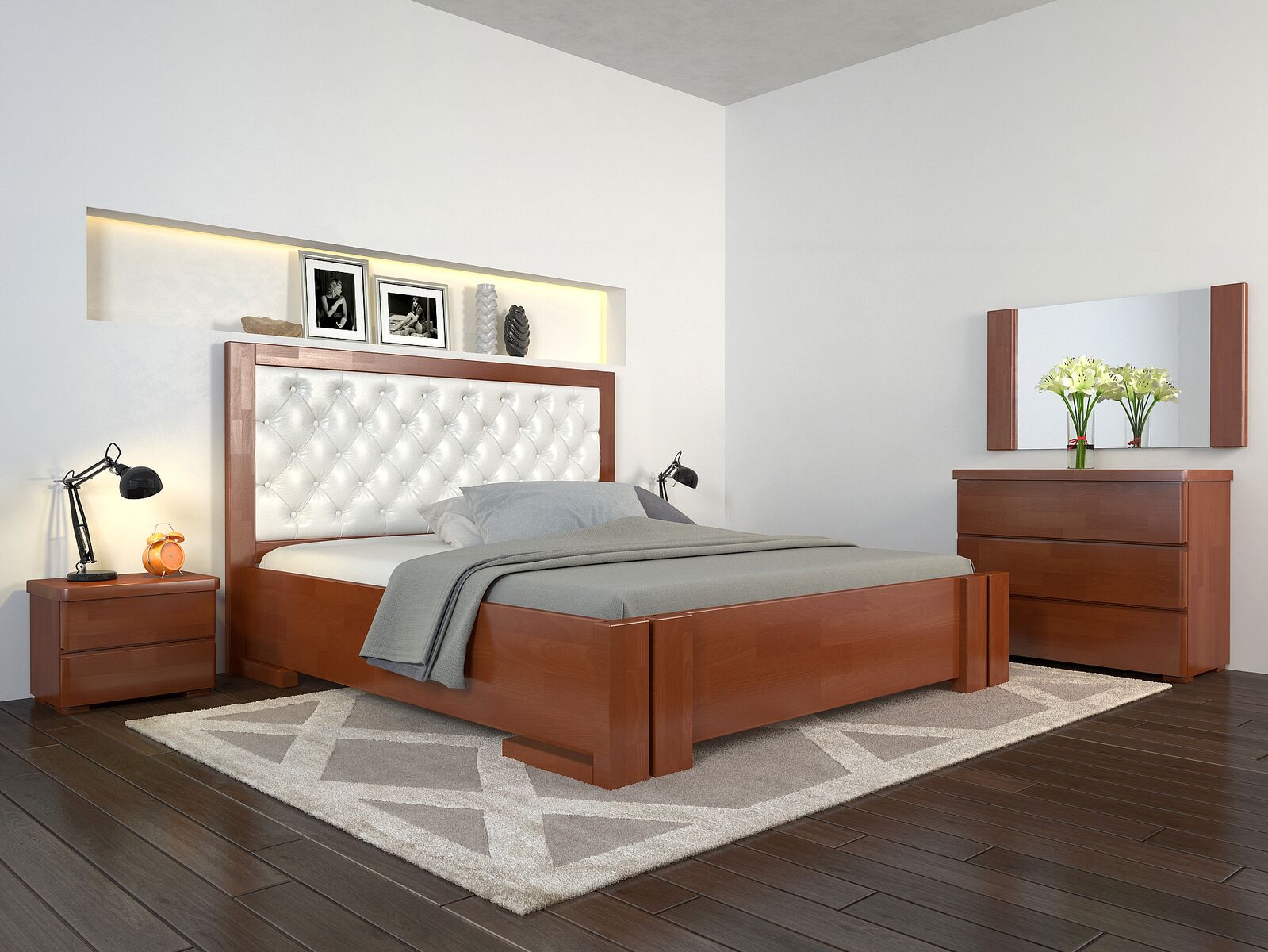 

Кровать Arbordrev Амбер ромбы без ПМ (160*200) бук Яблоня