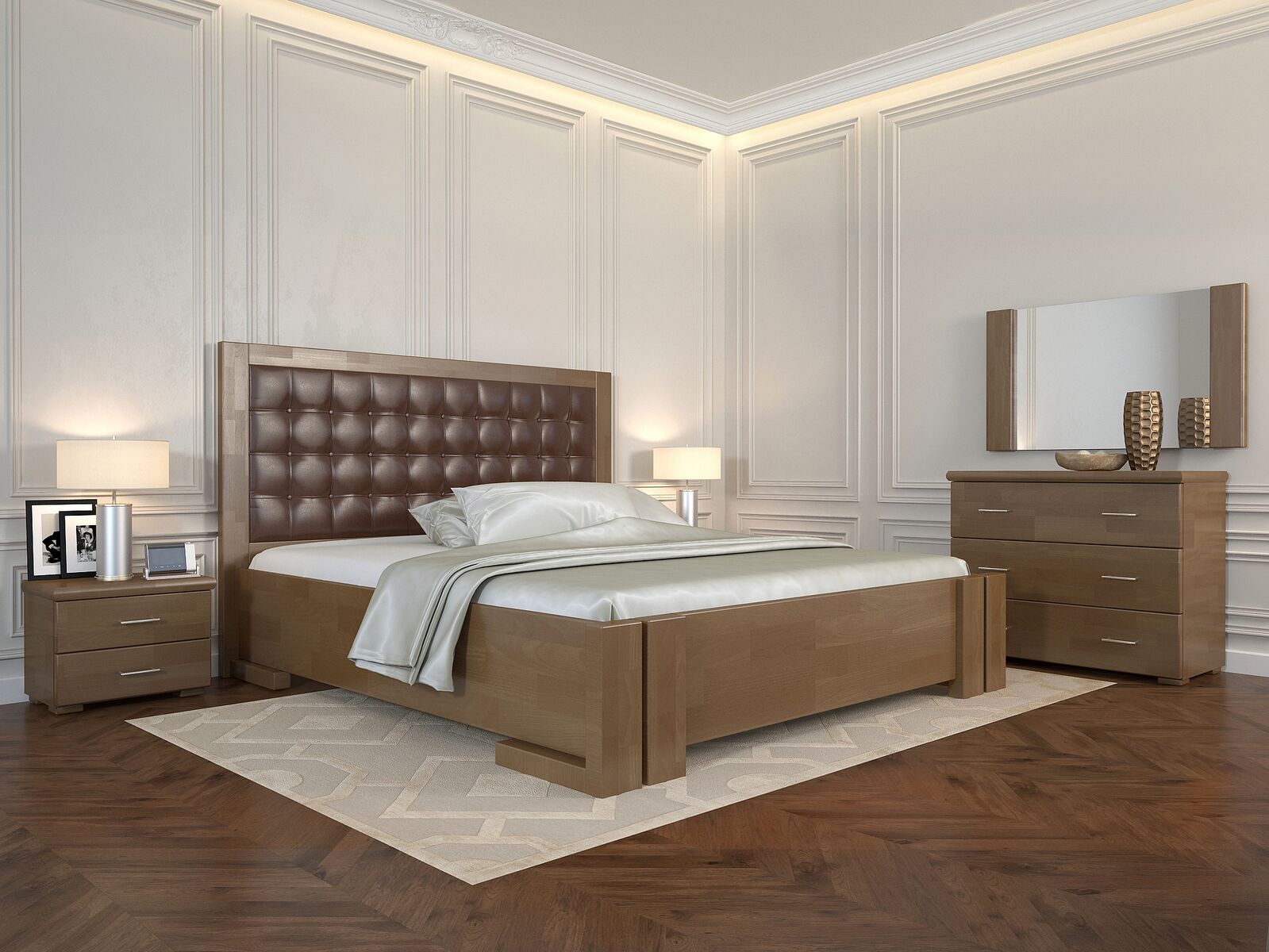 

Кровать Arbordrev Амбер квадраты без ПМ (160*190) сосна Орех