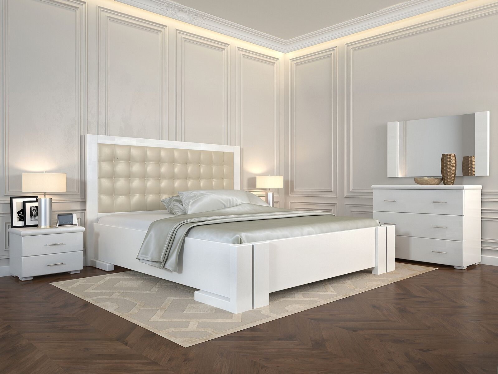 

Кровать Arbordrev Амбер квадраты без ПМ (160*200) бук Белый