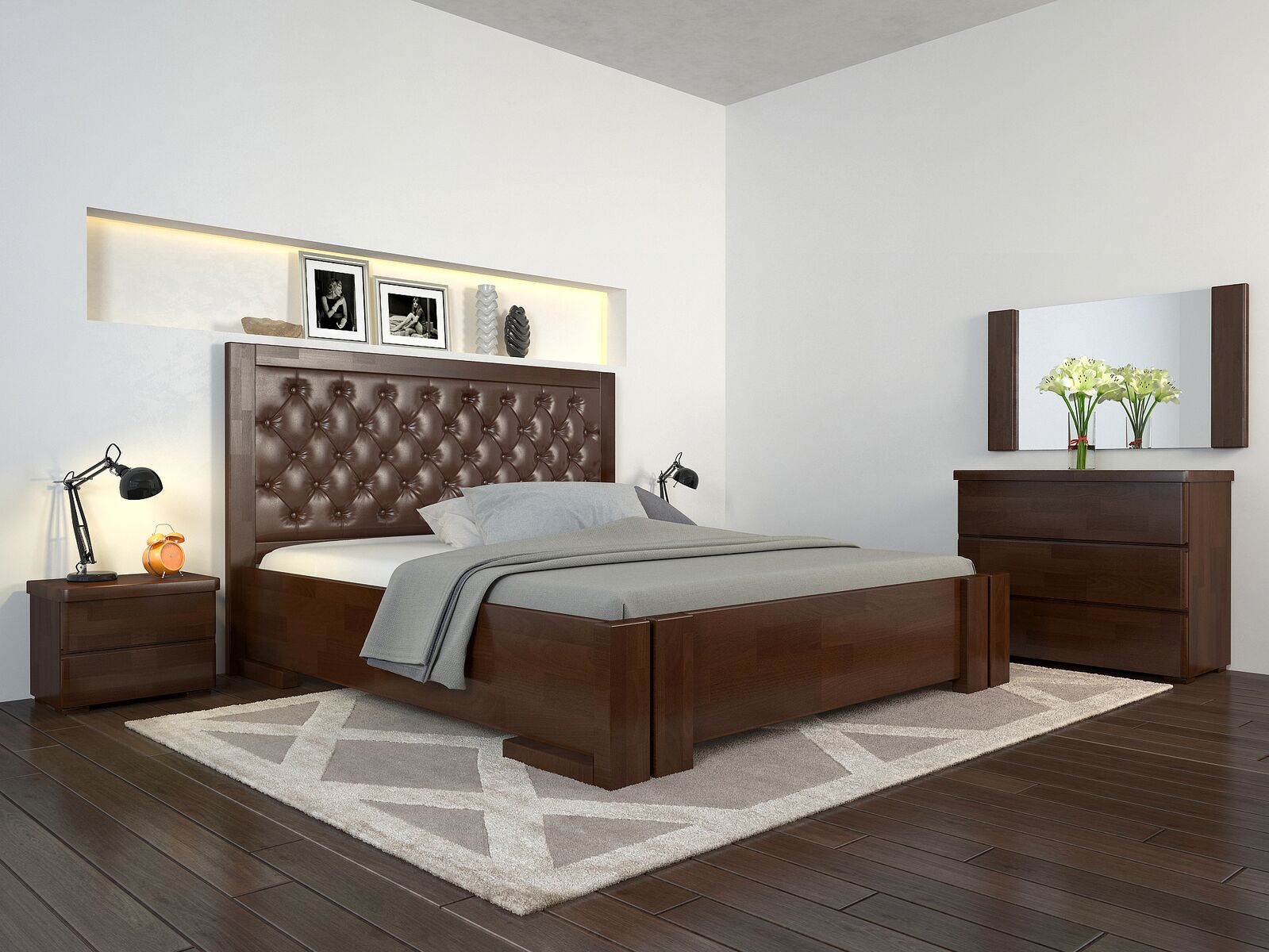 

Кровать Arbordrev Амбер ромбы без ПМ (120*190) бук Тёмный орех