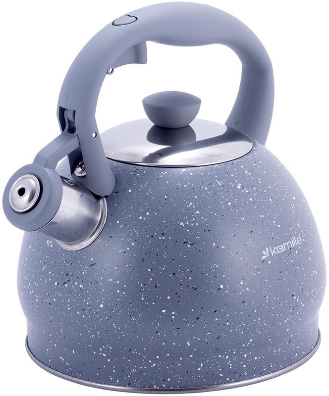 

Чайник Kamille Whistling Kettle 2л из нержавеющей стали со свистком, серый мрамор