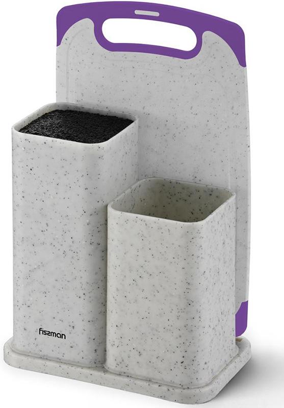 

Подставка-колода Fissman White Marble для ножей 22х14х34.5см, двойная с разделочной доской