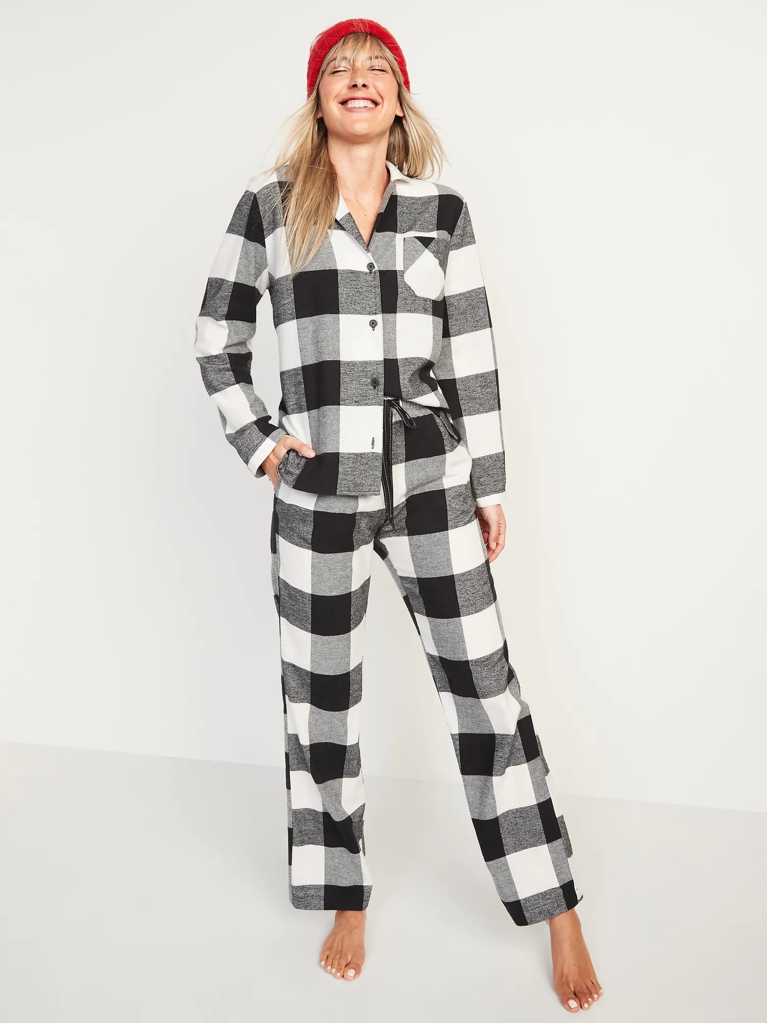

Фланелевая женская пижама Old Navy 1159757703 (Черный/Белый, S)
