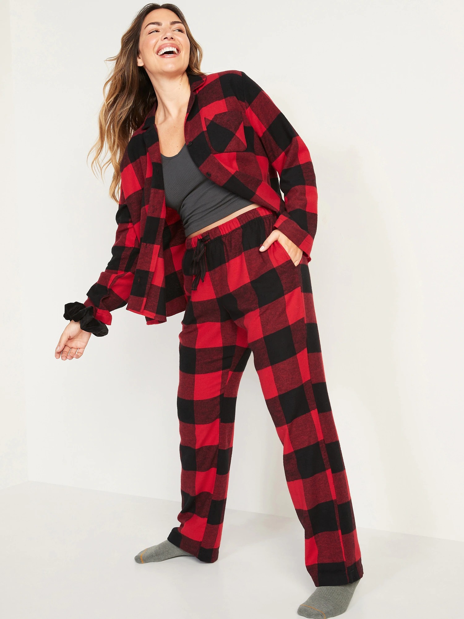 

Фланелевая женская пижама Old Navy 1159757704 (Красный/Черный, S)