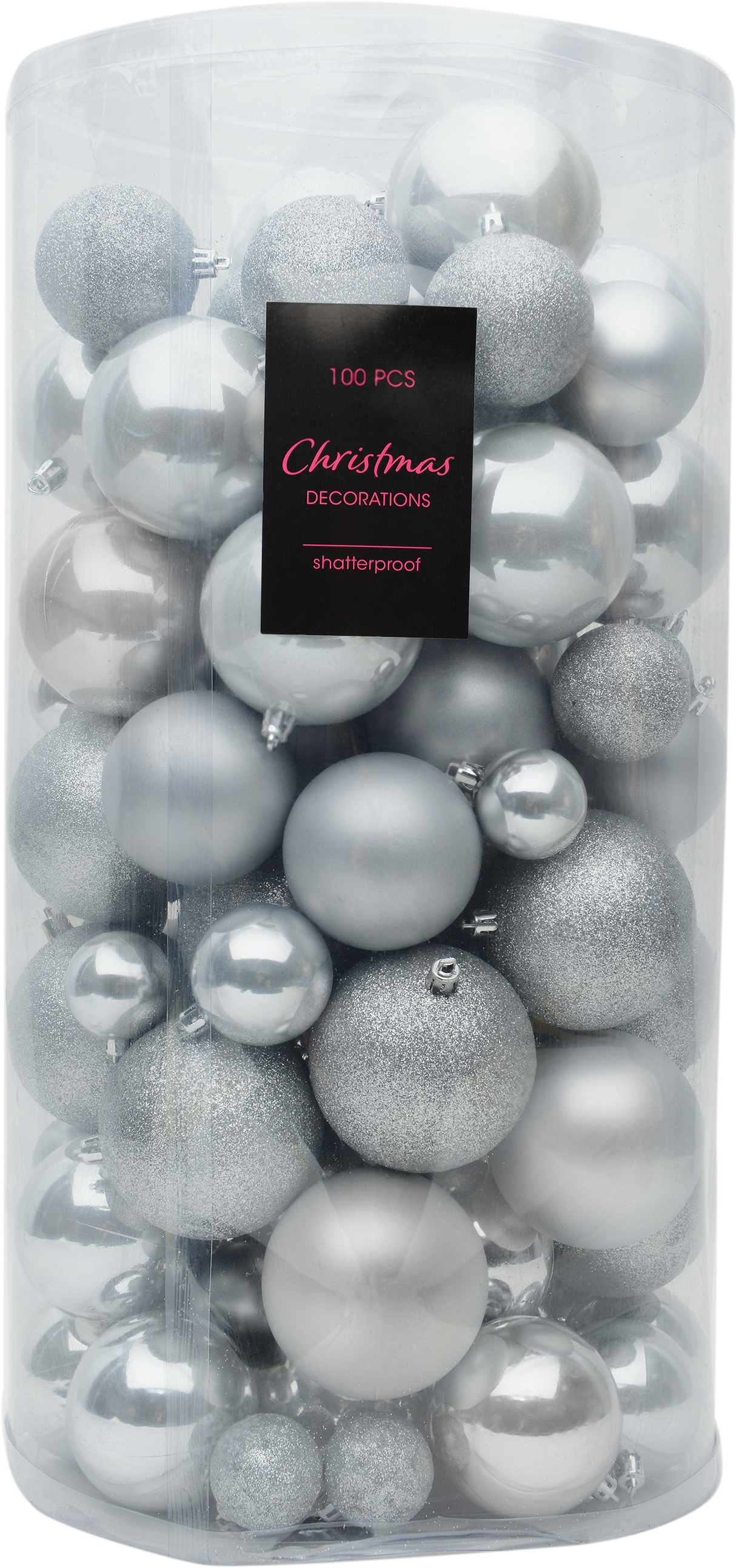 

Большой набор елочных шаров Christmas Decoration 100 шт серебро (ACS104210)