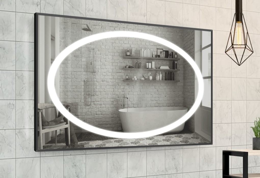 

Зеркало в алюминиевой раме c LED подсветкой Smart Mirror сенсорное Carpi-R 80 x 100 см Прямоугольное