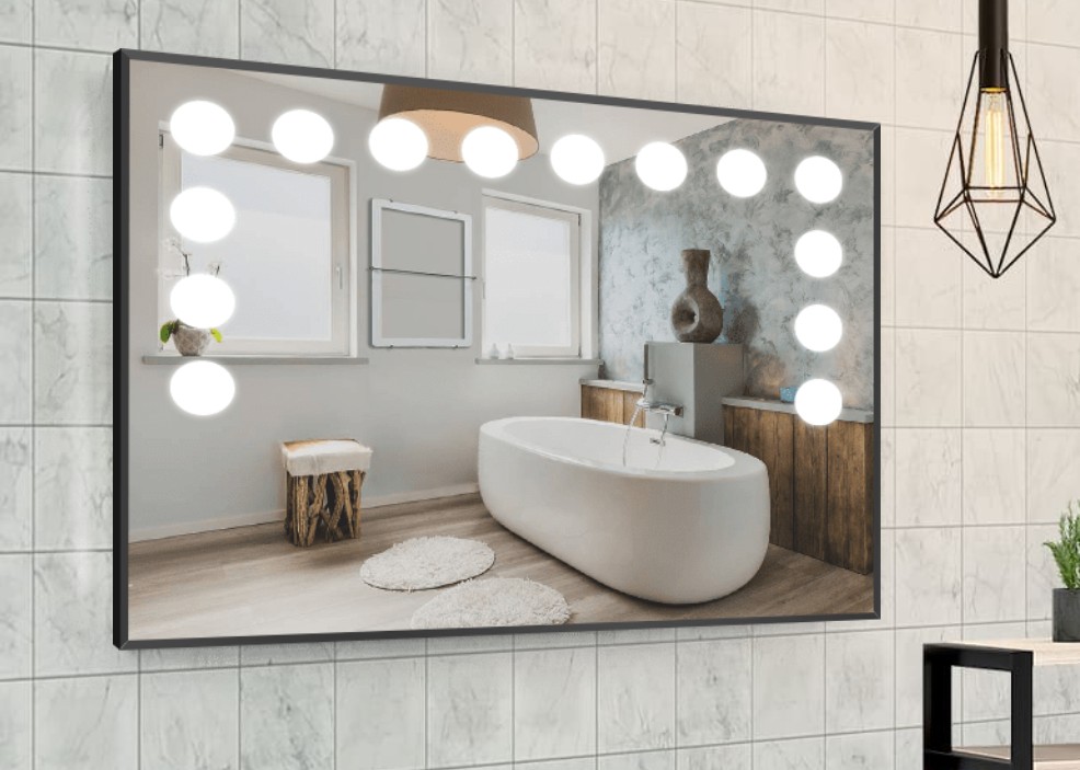 

Зеркало в алюминиевой раме c LED подсветкой Smart Mirror сенсорное Carrara-R 90 x 90 см