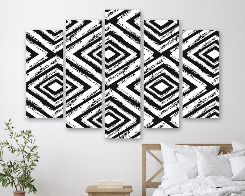 

Модульная картина на холсте из пяти частей Чёрно-белая иллюзия 187x119 см