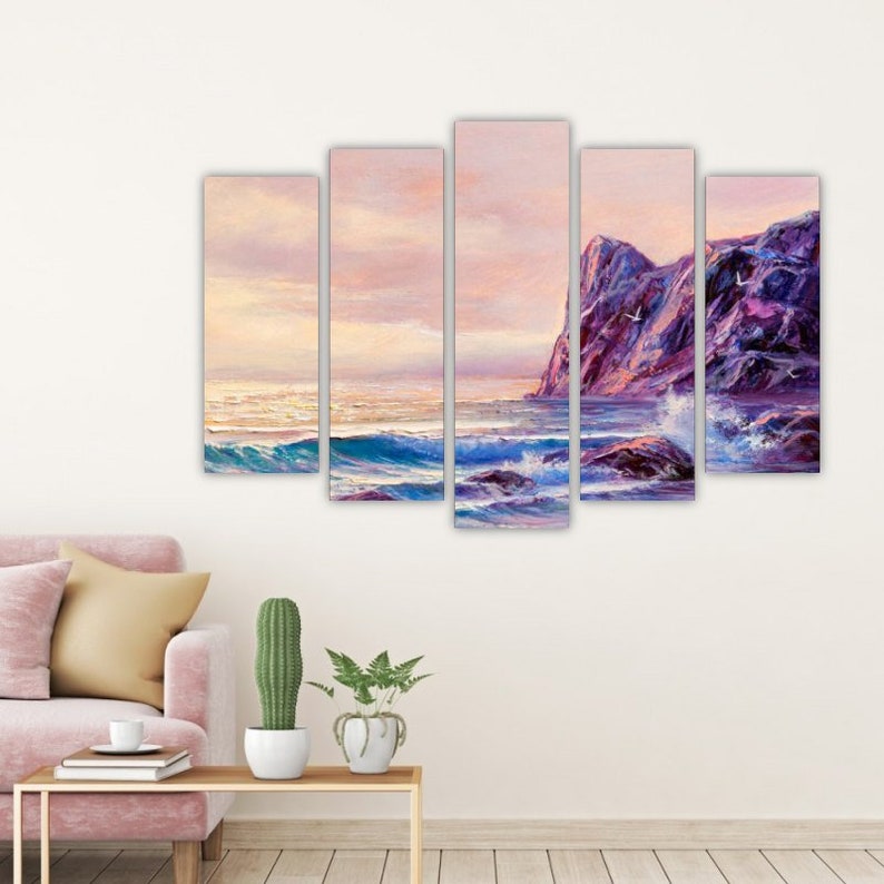 

Модульная картина на холсте из пяти частей Пляжная скала 187x119 см