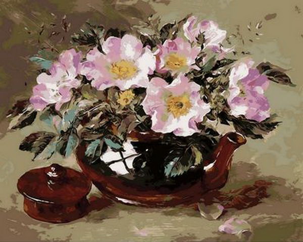 

Картина по номерам Mariposa Шиповник в глиняном чайнике 40*50 см (в коробке) арт.MR-Q1052