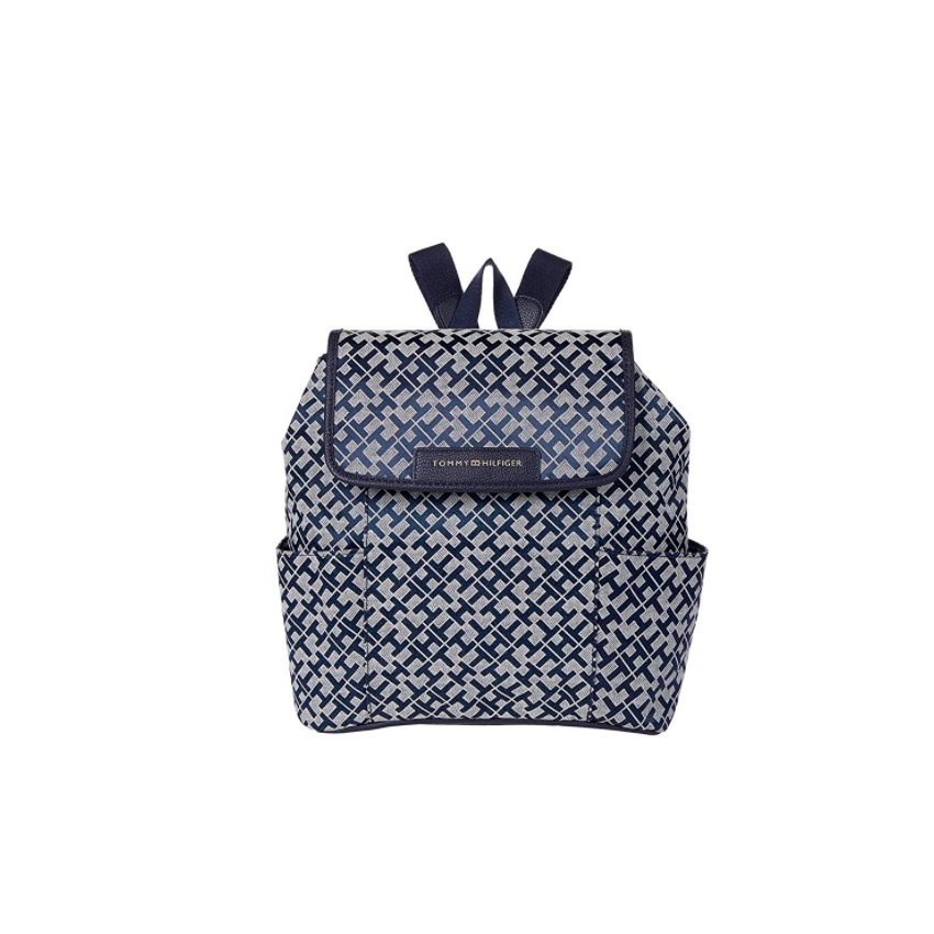 

Женский рюкзак Tommy Hilfiger Layla II Flap Backpack светло серый с синим