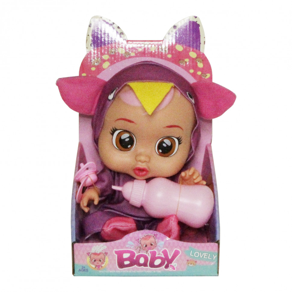 

Кукла-пупс IMC toys CRB 3360 с бутылочкой и соской говорит плачет 25 см Фиолетовый