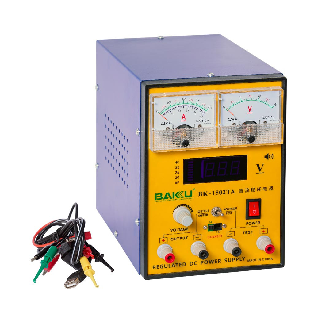 

Блок питания Baku 1502TA (2A, 0V-15V, цифровая и аналоговая индикация)