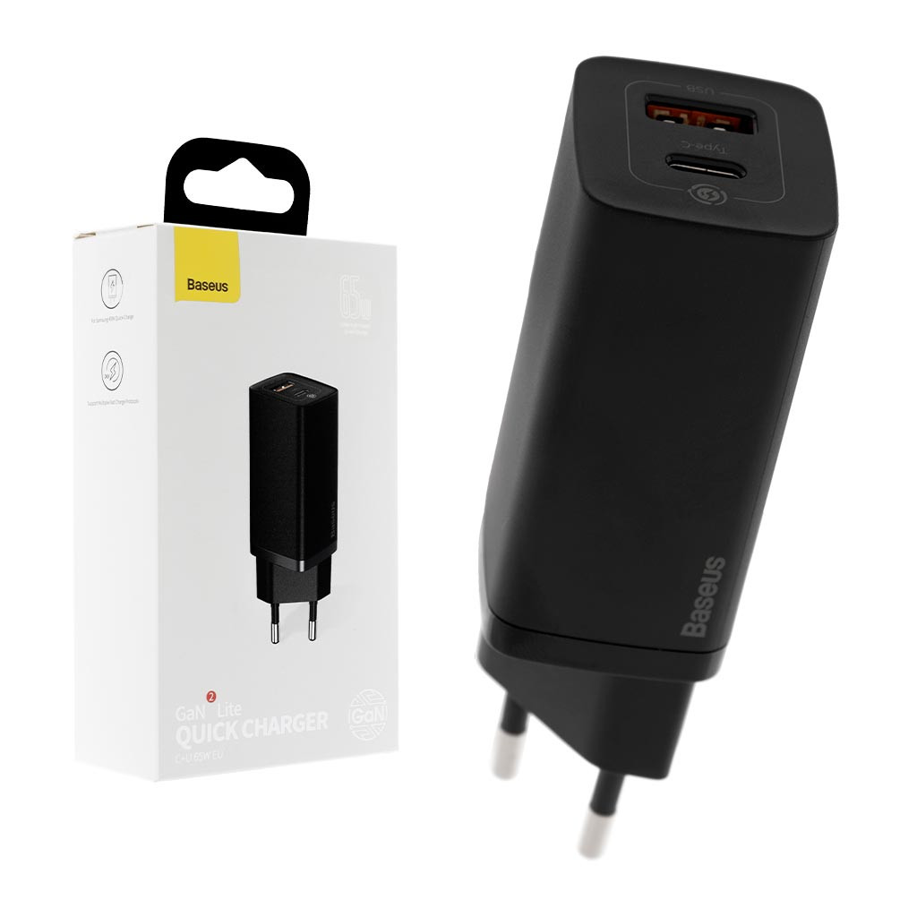 

Сетевое зарядное устройство Baseus GaN2 Lite Quick Charger (CCGAN2L-B01), 65W, Type-C, USB, Black