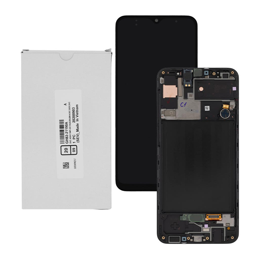 

Дисплей Samsung A307 Galaxy A30s 2019, GH82-21190A, с тачскрином, рамкой, Service Pack Original, Black