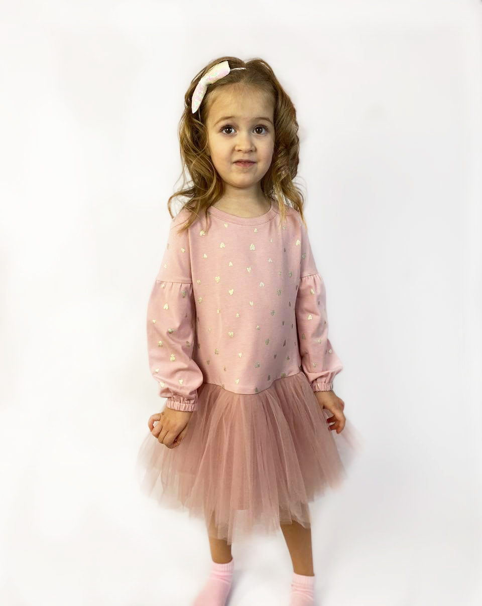 

Трикотажное платье с фатином "Мона" пыльно-розовое, 110, 1шт, 80007005