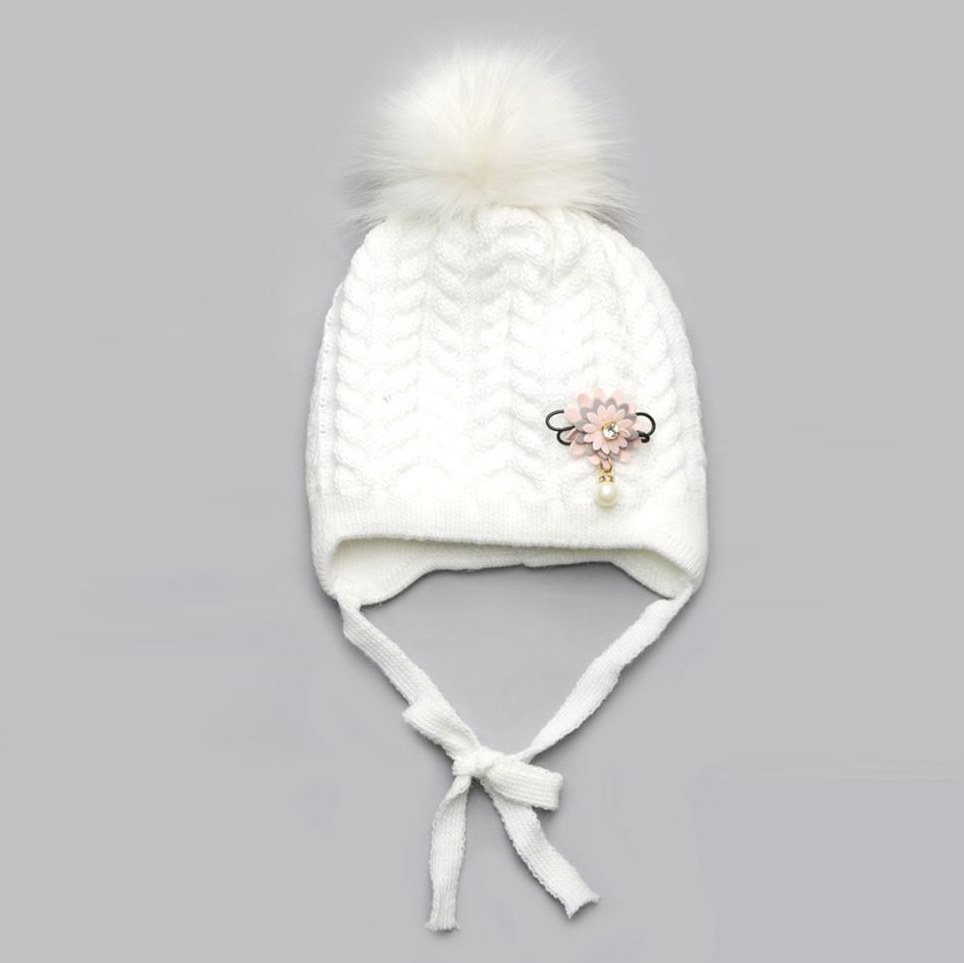 

Зимняя шапка с завязками утепленная Модный карапуз 03-01038-3 48-50 см Белая