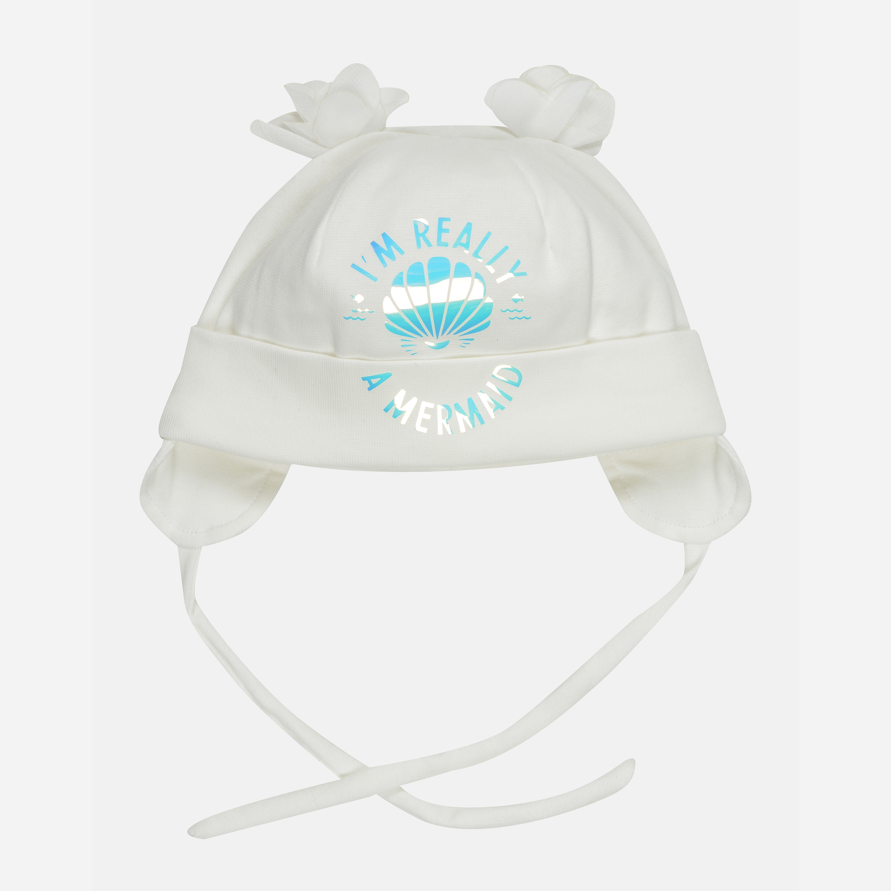 

Демисезонная шапка с завязками Elf-kids Мариша 46 см Молочная